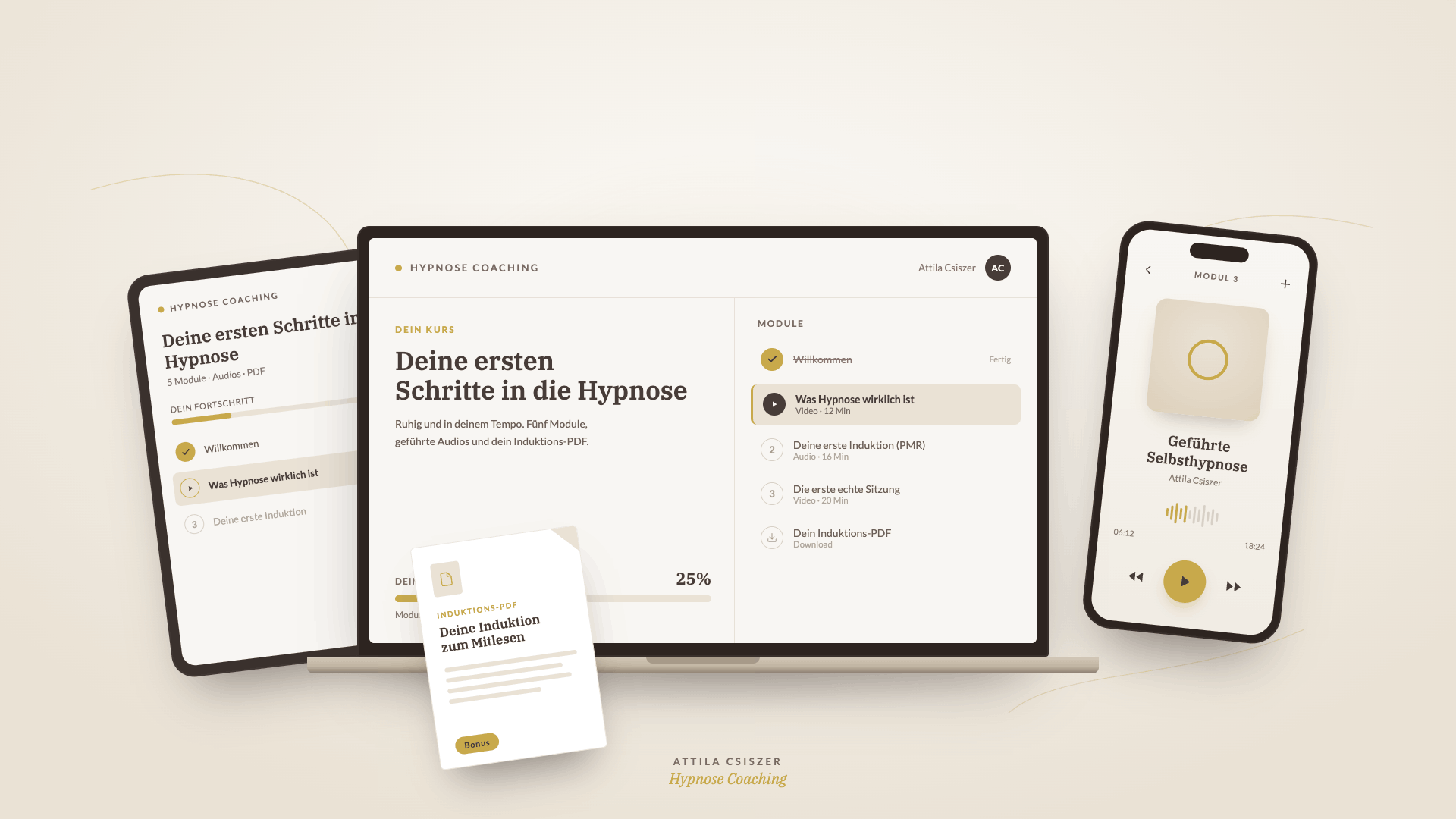 Deine ersten Schritte in die Hypnose — Kurs auf Laptop, Tablet und Handy mit Selbsthypnose-Audio und Induktions-PDF